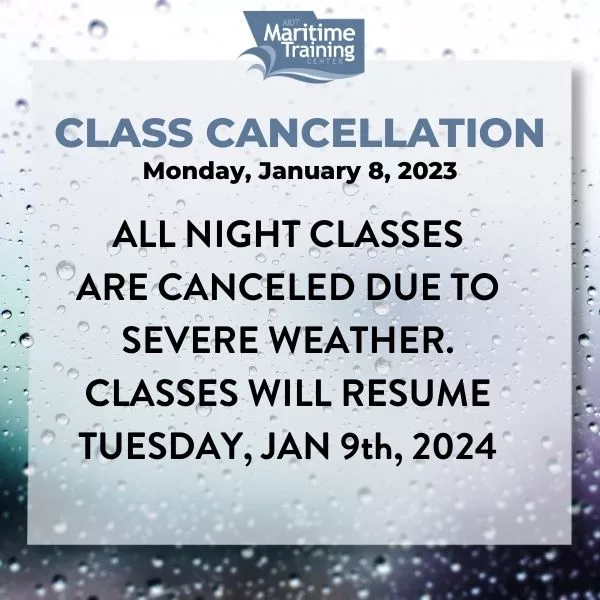 Class cancellation for jan 8 2024